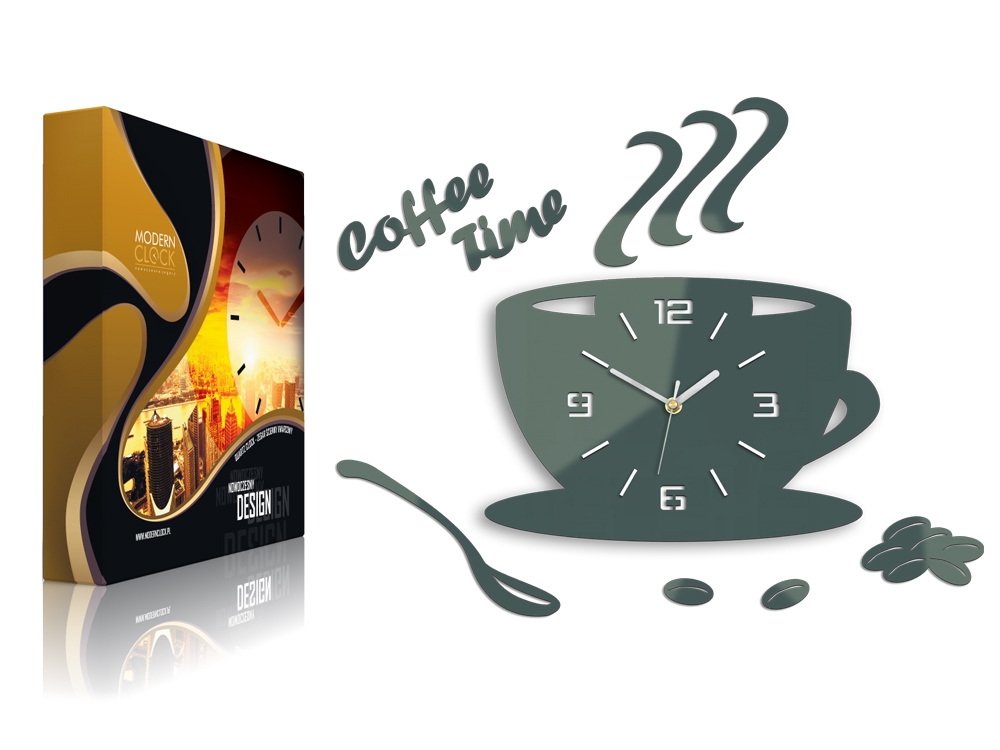 ModernClock Nástěnné hodiny Coffee šedé