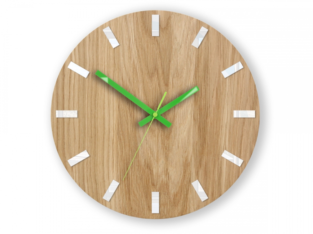 ModernClock Nástěnné hodiny Simple Oak hnědo-zelené