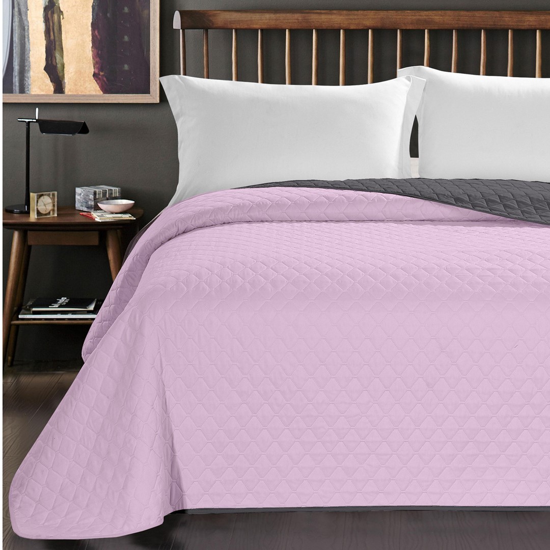 Oboustranný přehoz na postel DecoKing Axel růžový/uhlový, velikost 260x280