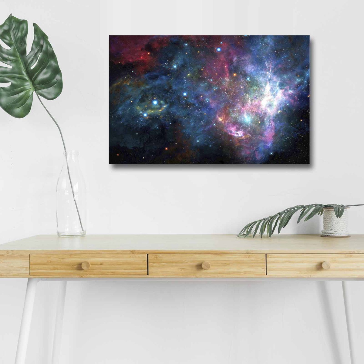 Wallity Obraz s LED osvětlením BAREVNÁ GALAXIE 45 x 70 cm