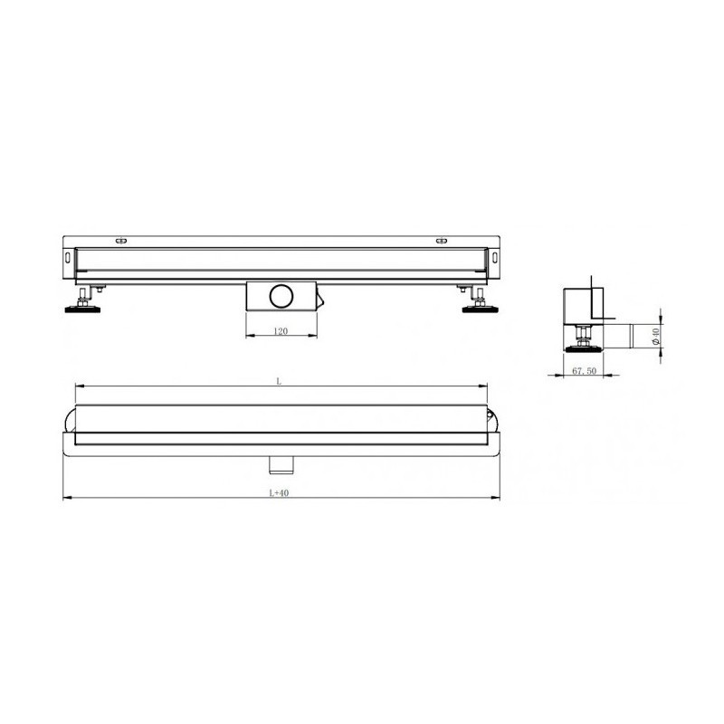 Odtokový žlab ke stěně MEXEN FLAT WALL 2v1 120 cm černý