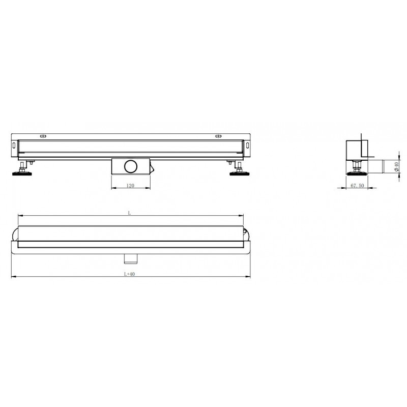 Odtokový žlab ke stěně MEXEN FLAT WALL 50 cm