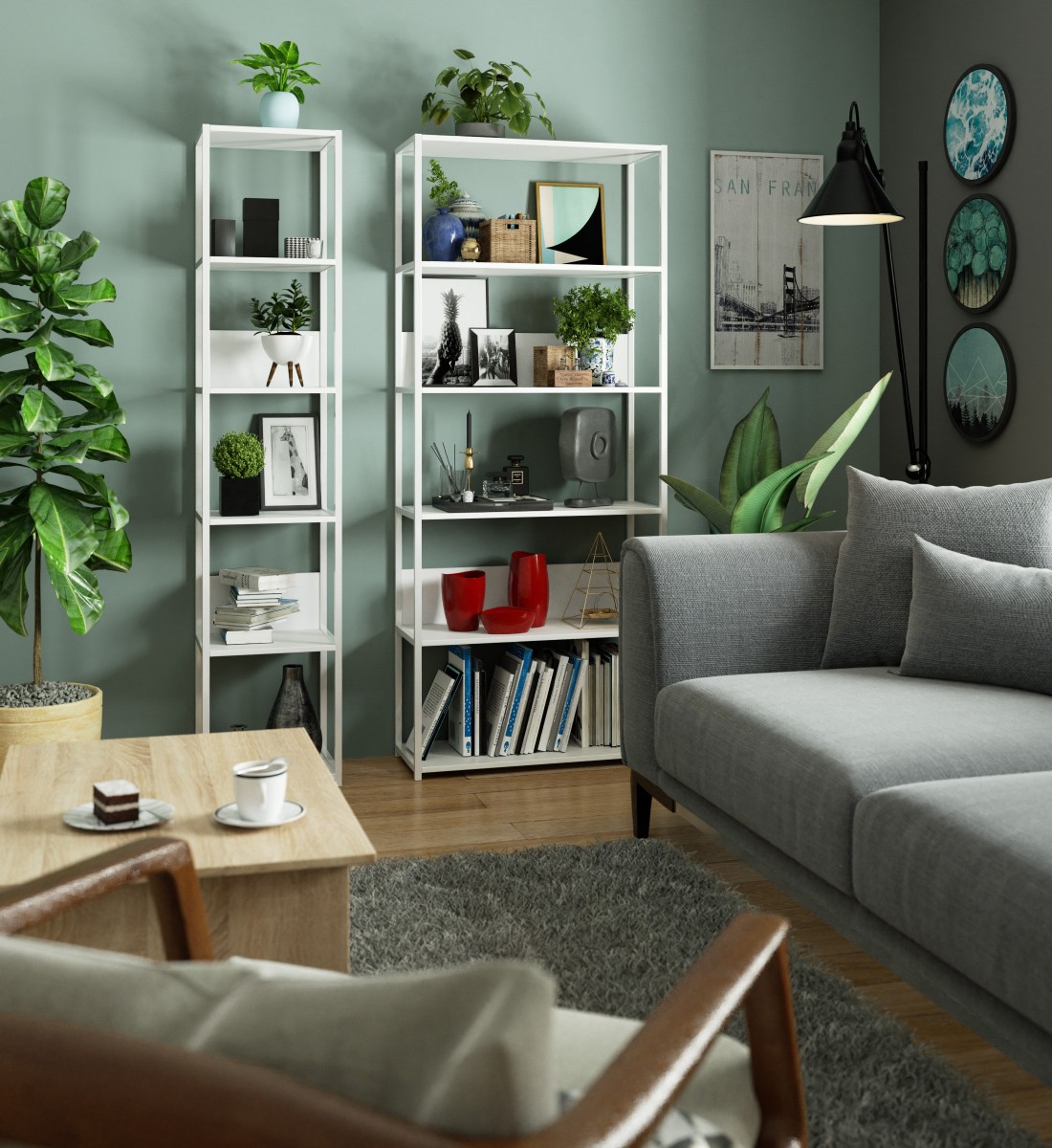 Ak furniture Regál LOFT 80 cm bílý