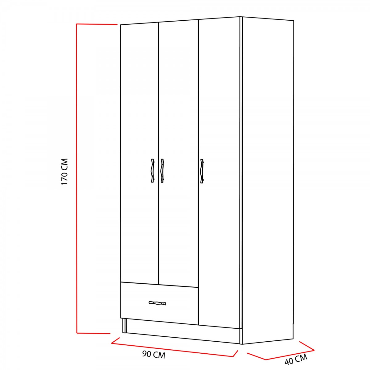 Hanah Home Šatní skříň Gabi 90 cm bílá