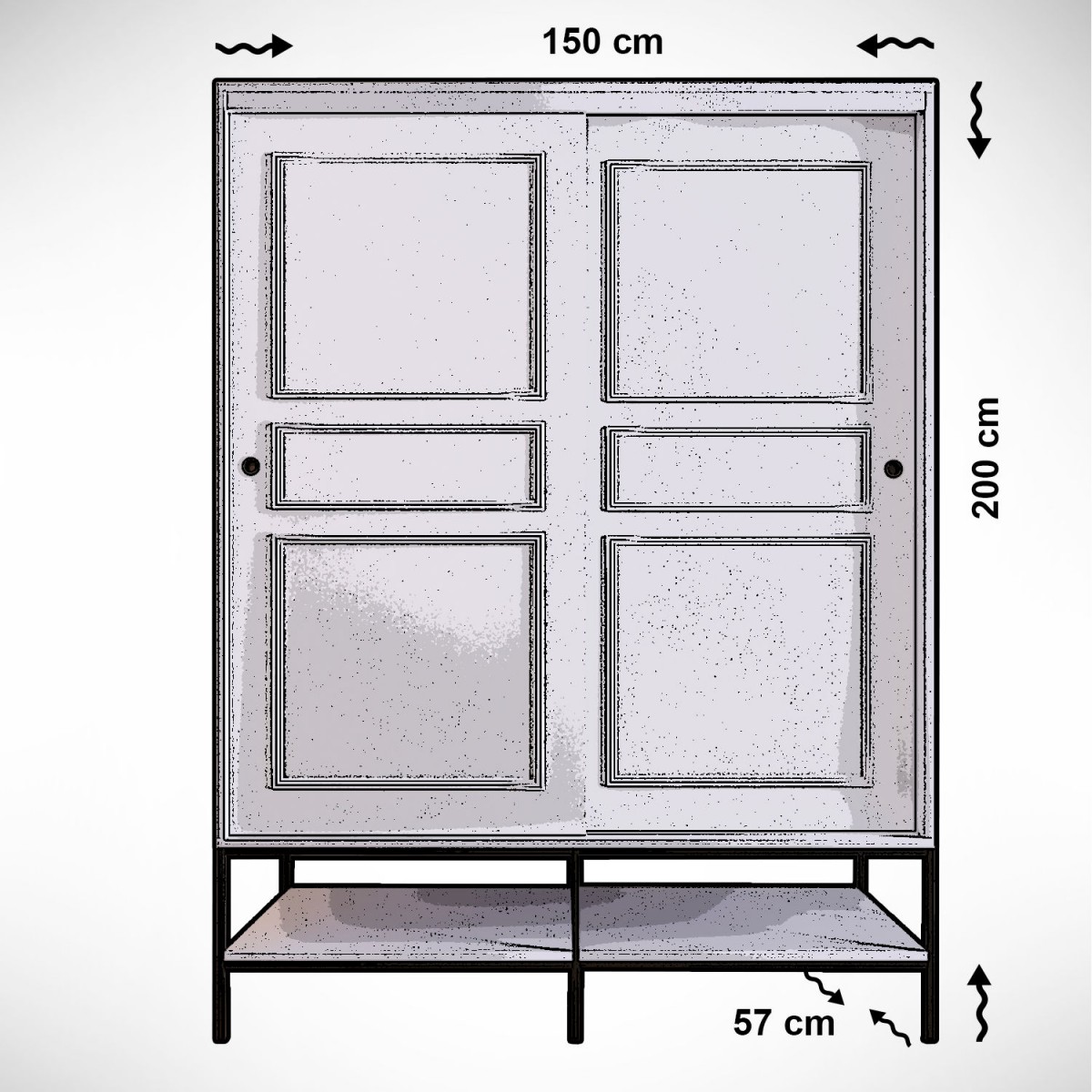 Hanah Home Šatní skříň Martin III 150 cm bílý mramor/zlatá