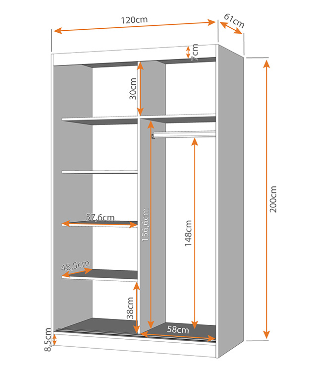 Idzczak Meble Šatní skříň NEOMI 01 120 cm bílá/dub sonoma