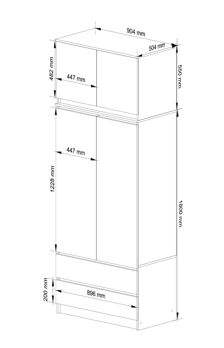 Ak furniture Šatní skříň s nástavcem Star 90 cm bílá/dub sonoma