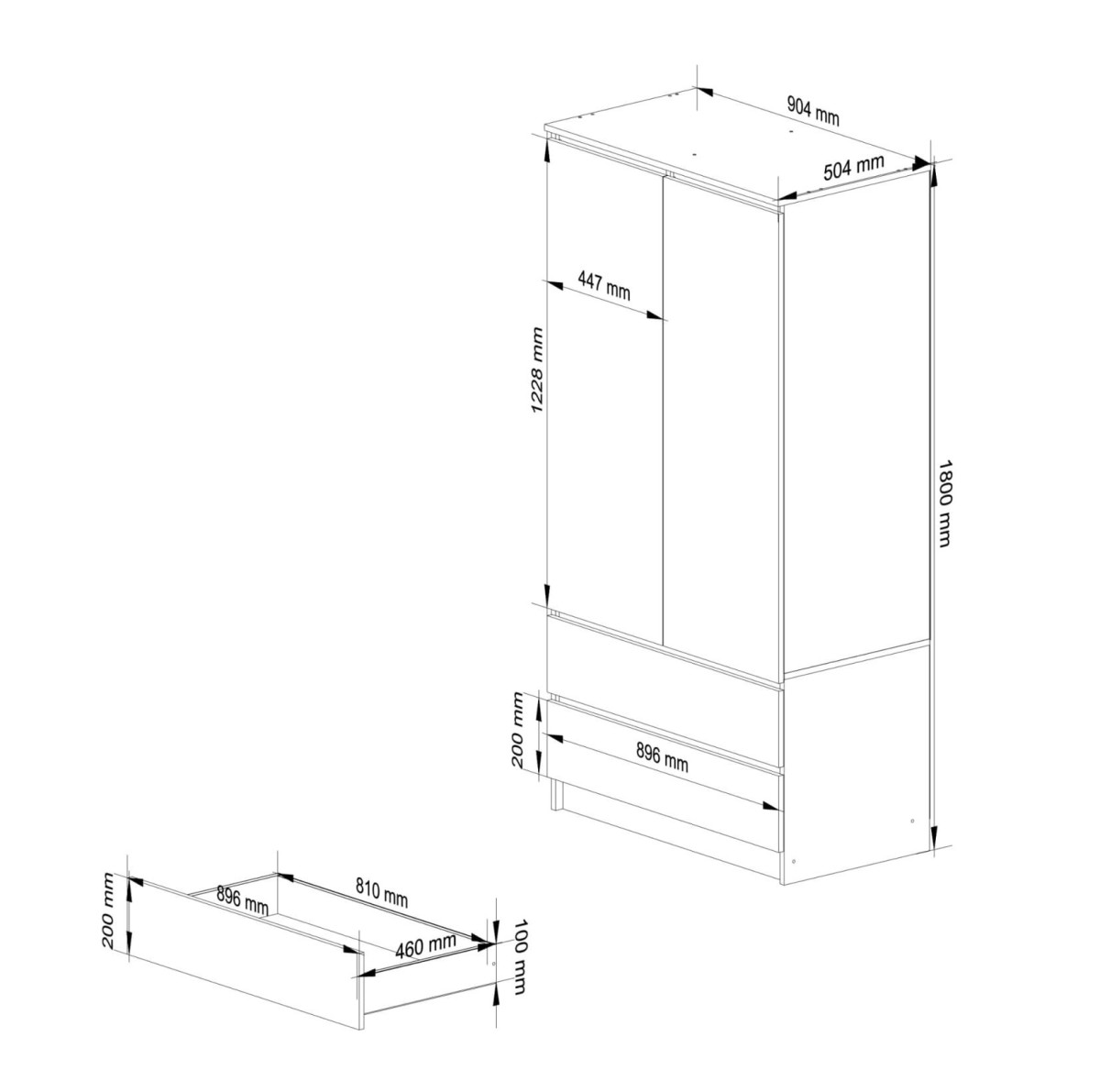 Ak furniture Šatní skříň Star 90 cm bílá/černá lesk