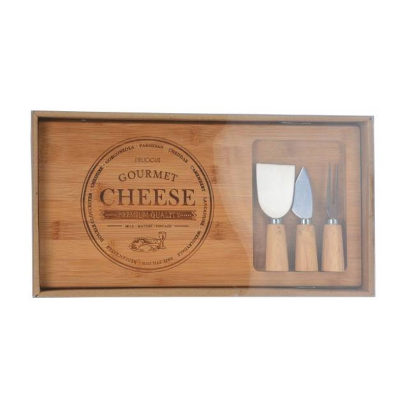 DekorStyle Servírovací deska s příslušenstvím Gourmet Cheese hnědá
