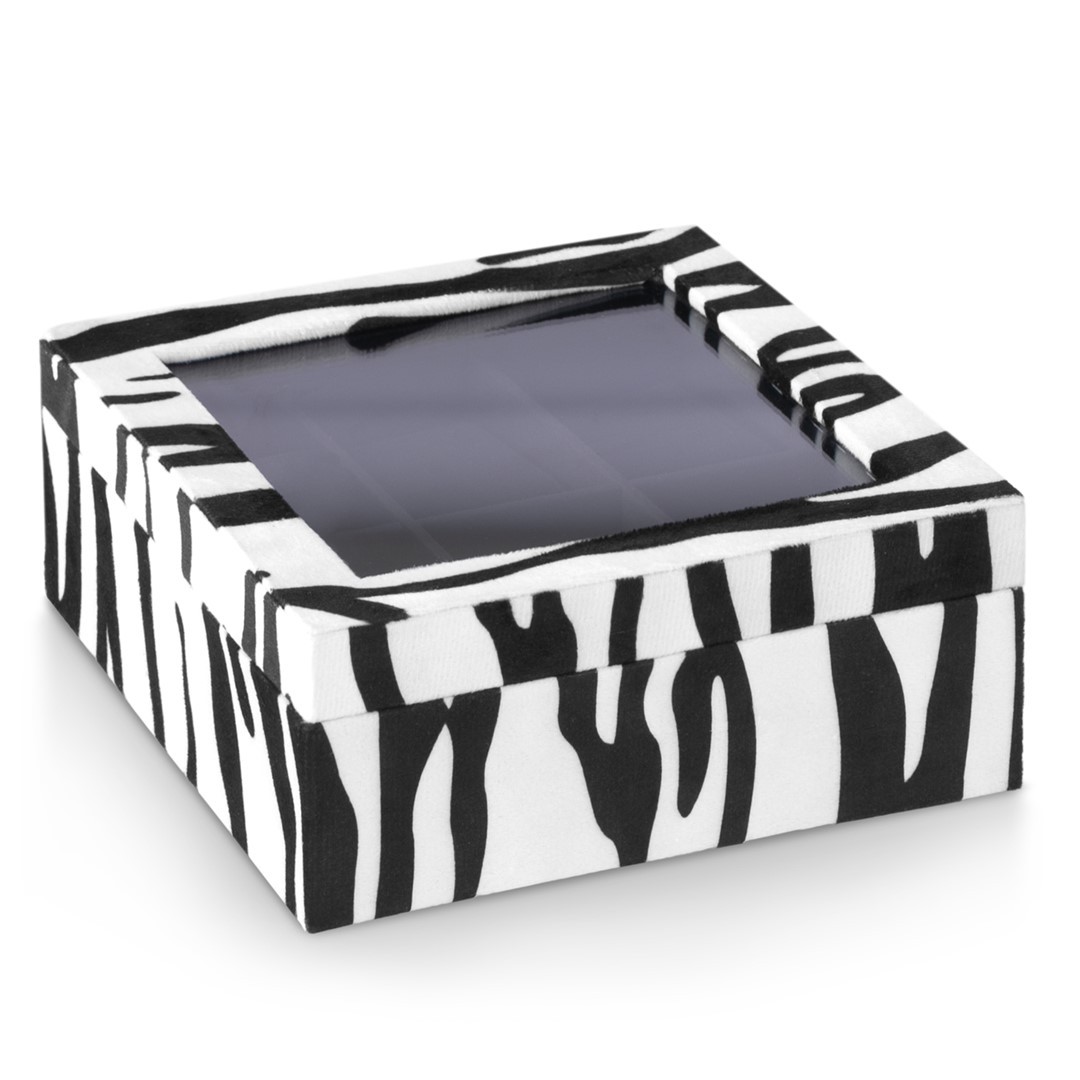 AmeliaHome Šperkovnice Glasen zebra, velikost 18x18x7