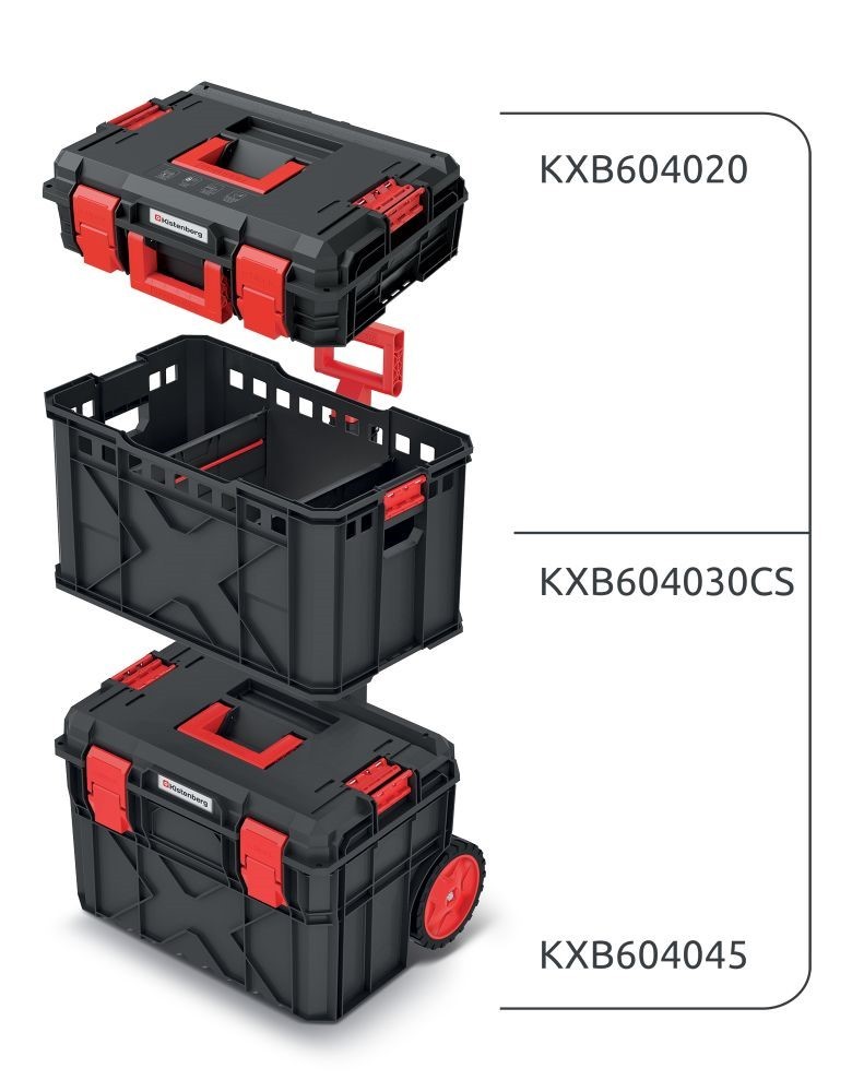 Prosperplast Sada kufrů na nářadí a dílenského boxu 3 ks XEBLOCCK PRO 54,6 x 38 x 97 cm černo-červená