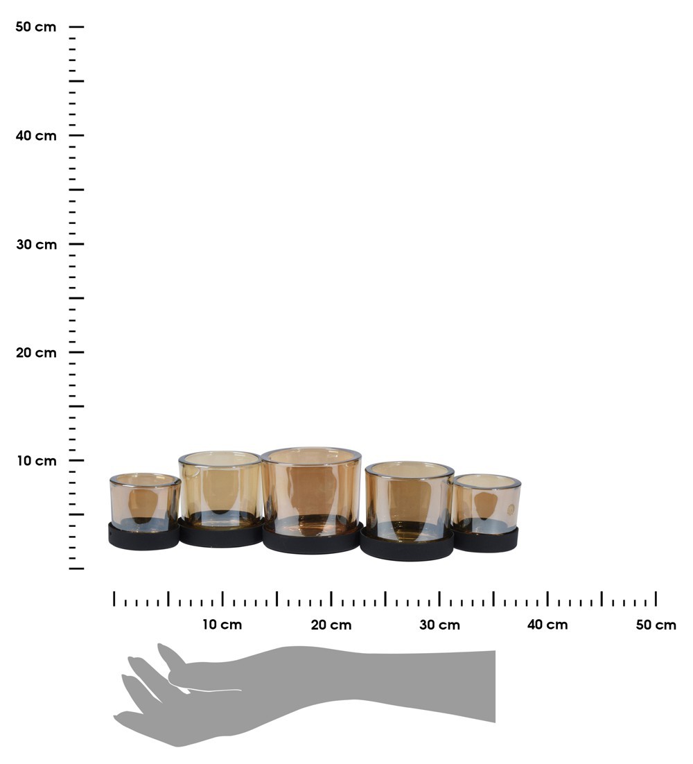 DekorStyle Skleněný svícen pro 5 svíček 36 cm
