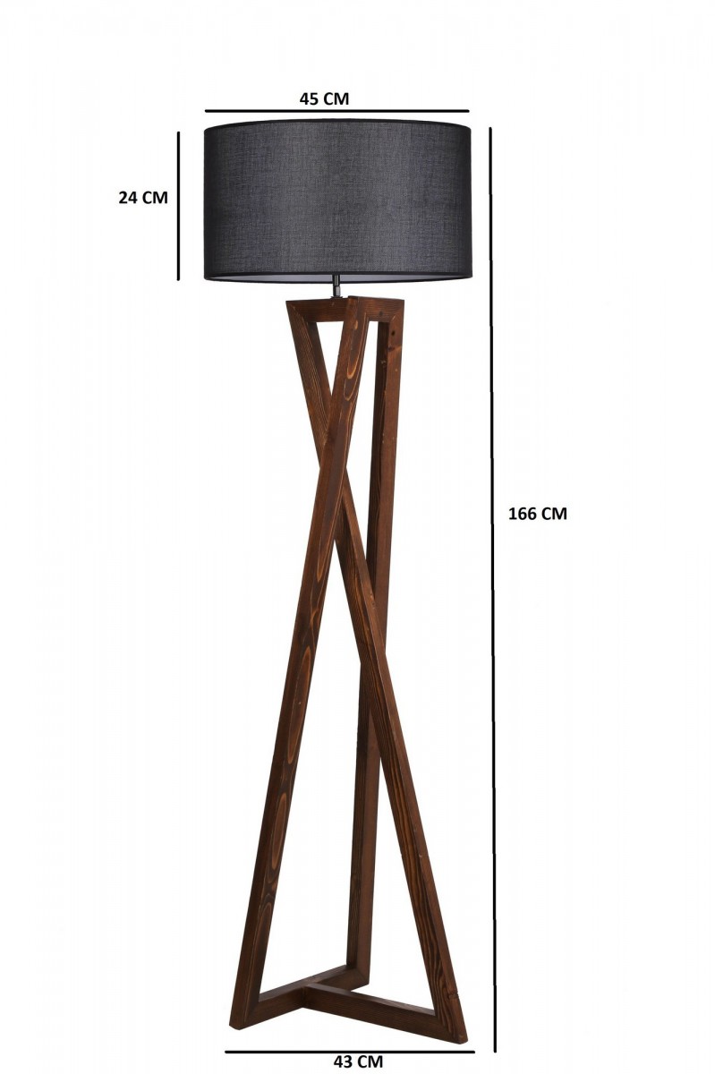 Opviq Stojací lampa Maçka Ceviz 166 cm černá