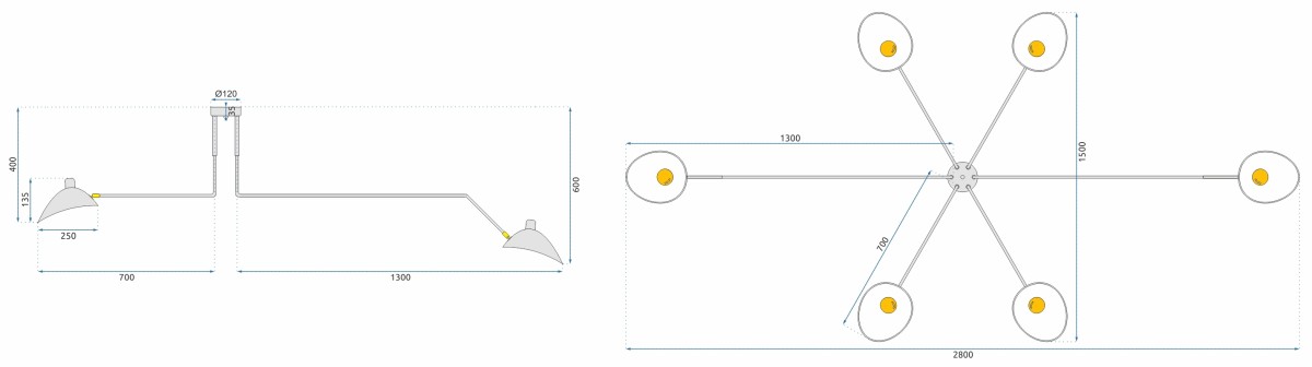 TooLight Stropní svítidlo APP570-6C černé