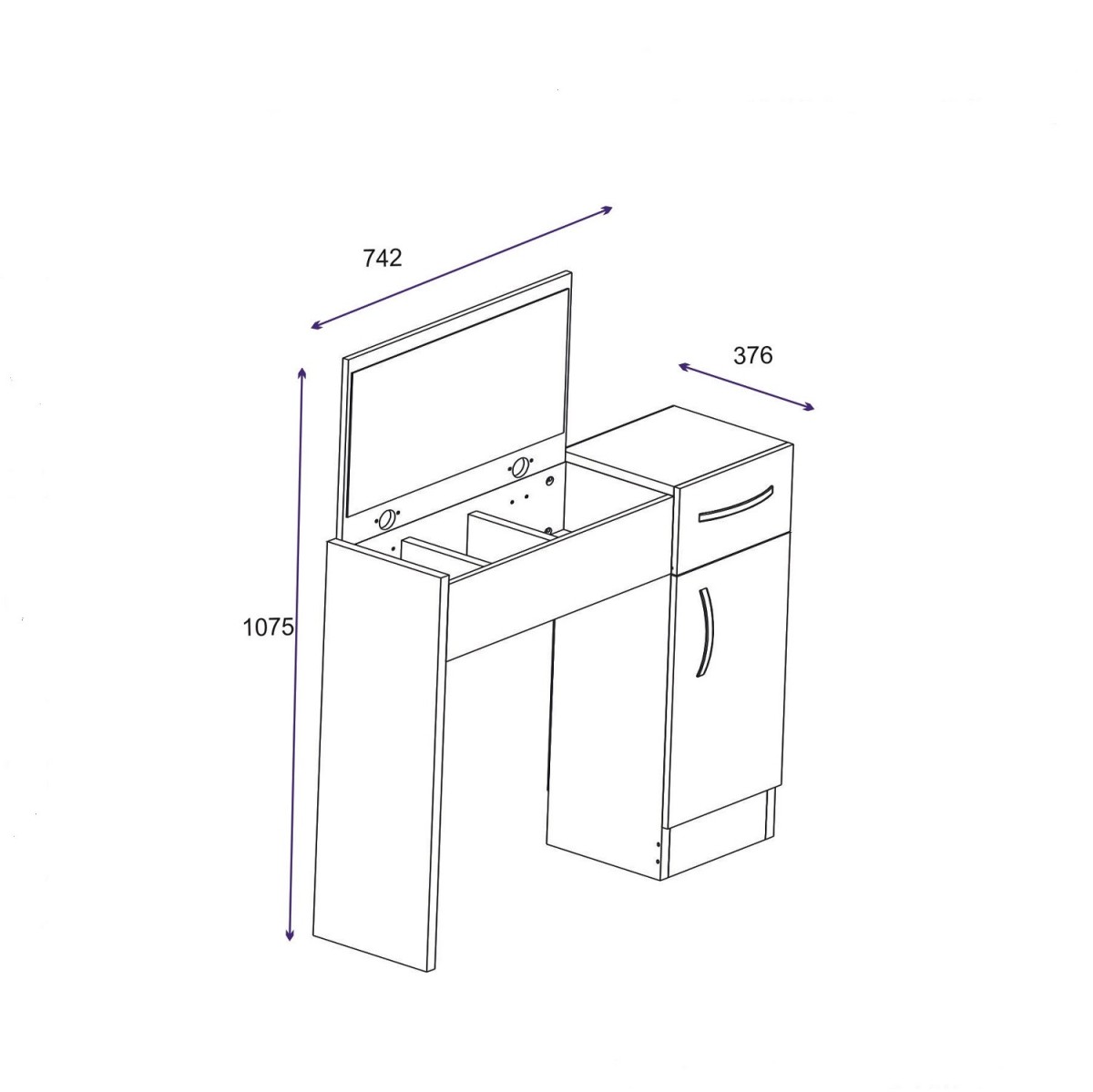 Kalune Design Toaletní stolek INCI 74 cm bílý