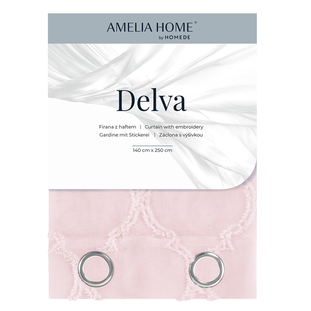 Záclona AmeliaHome Delva I růžová, velikost 140x270