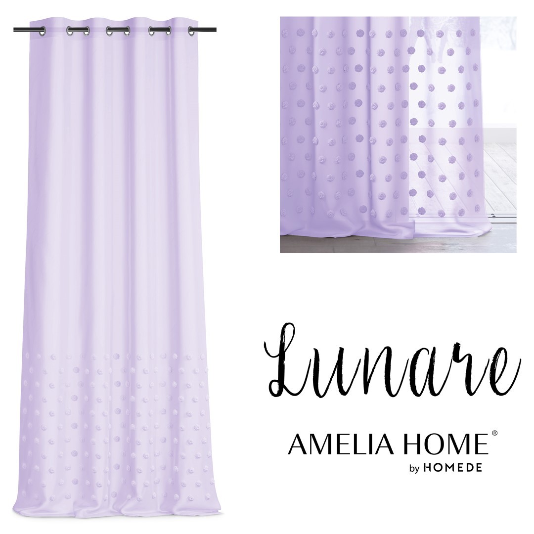 Záclona AmeliaHome Lunare I levandulová, velikost 140x270