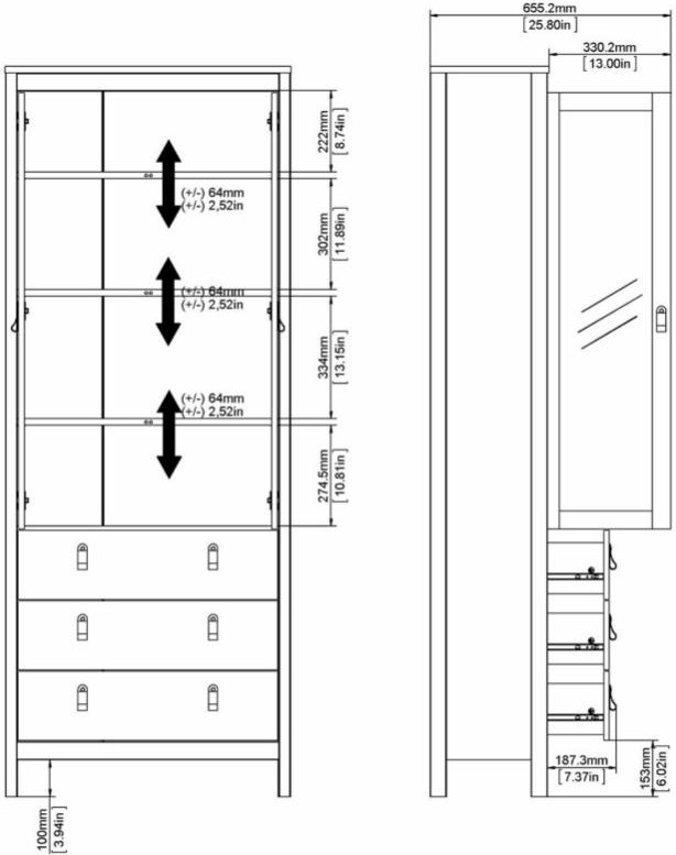 Tvilum Vitrína Realty 78 cm černá