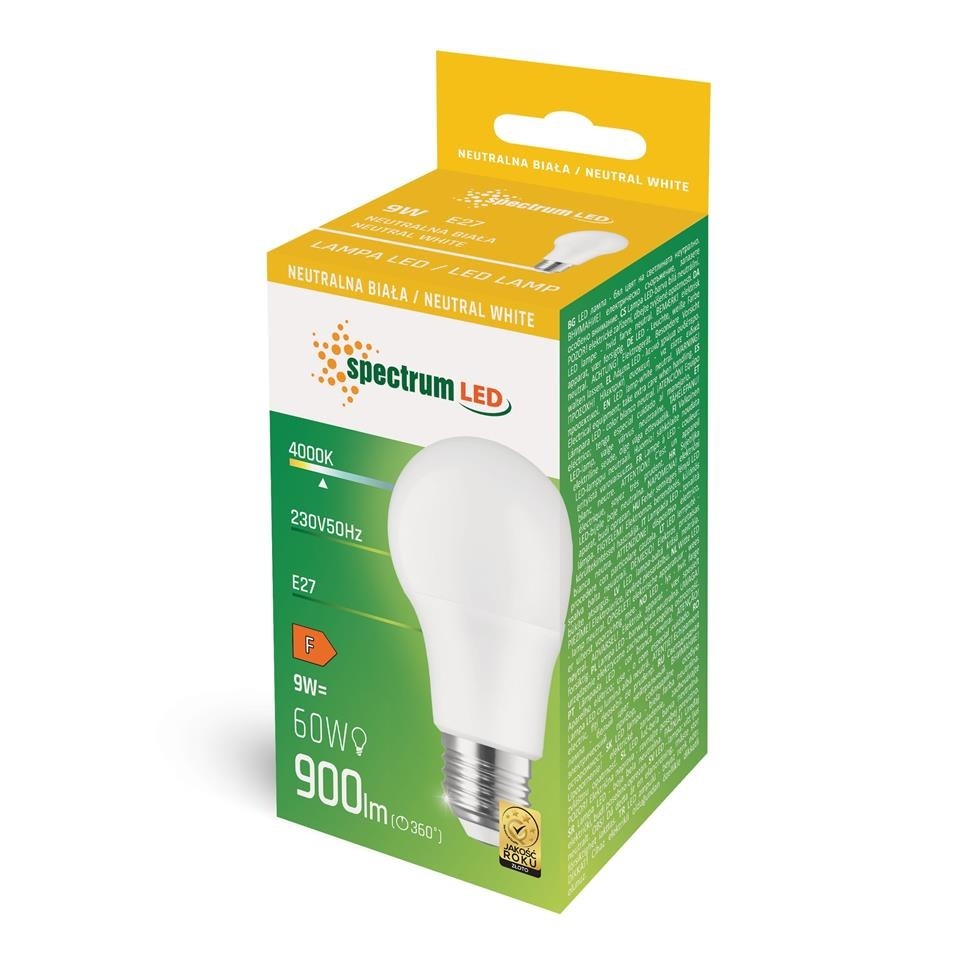 Žárovka SPECTRUM LED E27 230V 9W neutrální bílá