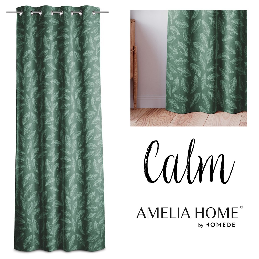 Závěs AmeliaHome Calm s průchodkami 140x250 zelený