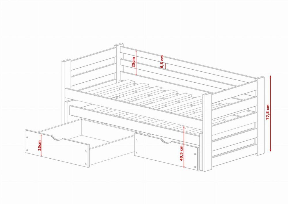 Dětská postel s přistýlkou KLÁRA 90x200, bílá