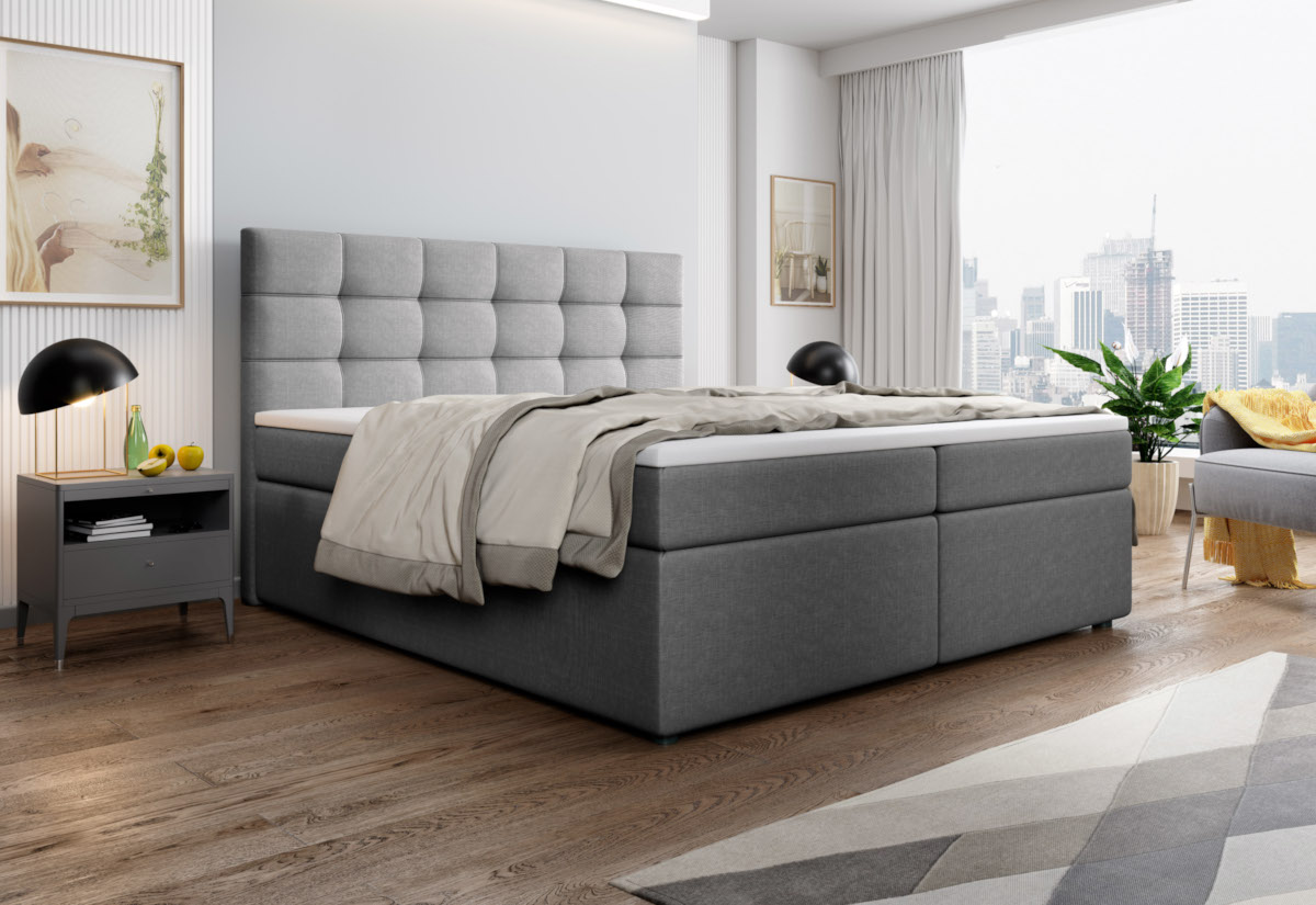 Expedo Čalouněná postel boxspring SALMA + topper, 180x200, inari 87