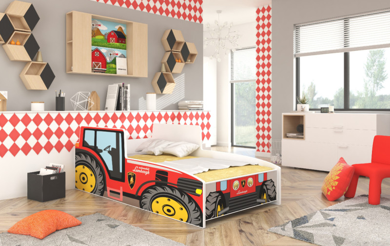 ArtAdrk Dětská auto postel TRACTOR Barva: Žlutá, Provedení: 80 x 160 cm