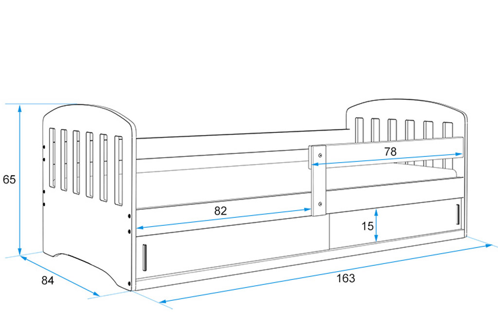 BMS Dětská postel CLASIC 1 | 80 x 160 cm Barva: Bílá / bílá, Rozměr: 160 x 80 cm