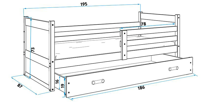 BMS Dětská postel RICO 1 | bílá 80 x 190 cm Barva: Růžová