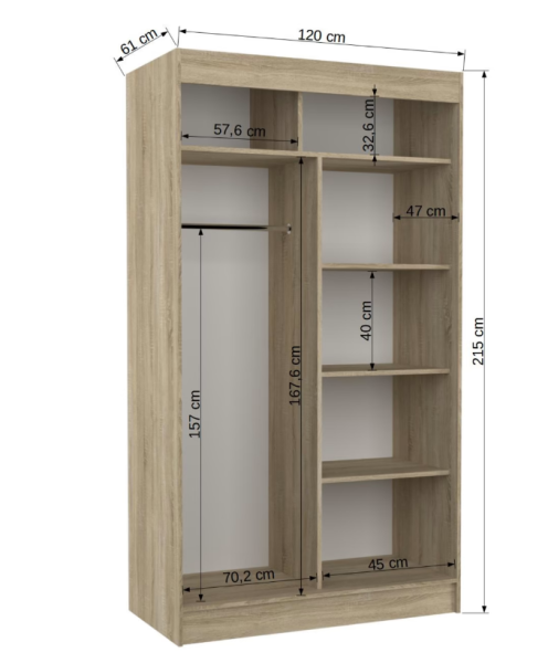 ArtAdrk Šatní skříň KAREN | 120 cm Barva: Bílá/černé pásy