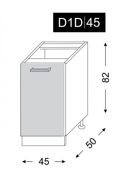ArtExt Kuchyňská skříňka spodní, D1D / 45 Amaro Barva korpusu: Lava