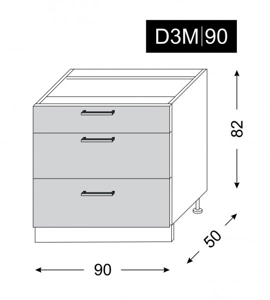 ArtExt Kuchyňská skříňka spodní, D3M / 90 Rimini Barva korpusu: Dub artisan