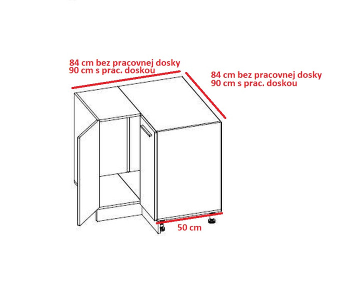 ArtExt Kuchyňská skříňka spodní rohová, D12 / 90 Quantum Provedení: Police do D12/90