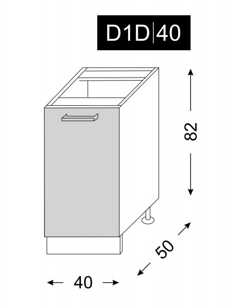 ArtExt Kuchyňská skříňka spodní, D1D / 40 Amaro Barva korpusu: Lava