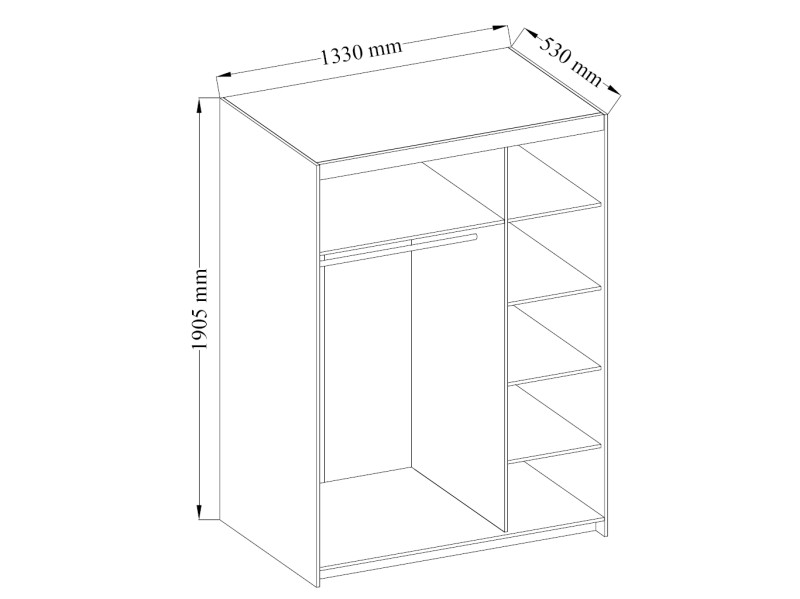 Skříň TEKEN 3D se zrcadlem, bílá