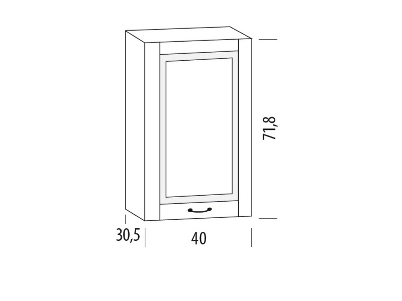 SNOW, horní skříňka 40B, korpus bílý, dvířka bílé MDF