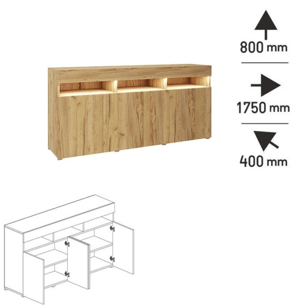 Komoda ANTOFALLA 175, dub craft