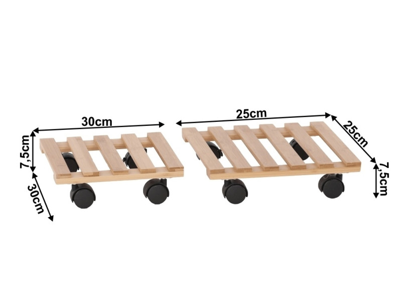 COTERAL, podstavec pod květináč s kolečky (2 kusy), bambus
