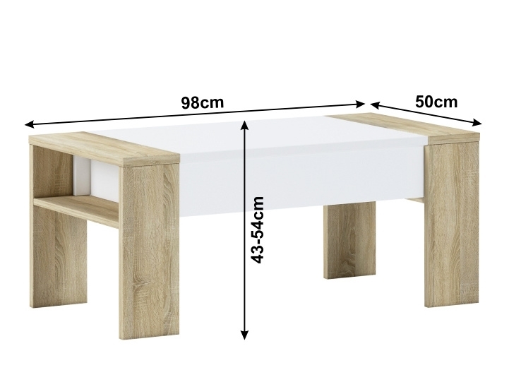 Konferenční stolek LAPU, dub sonoma/bílá