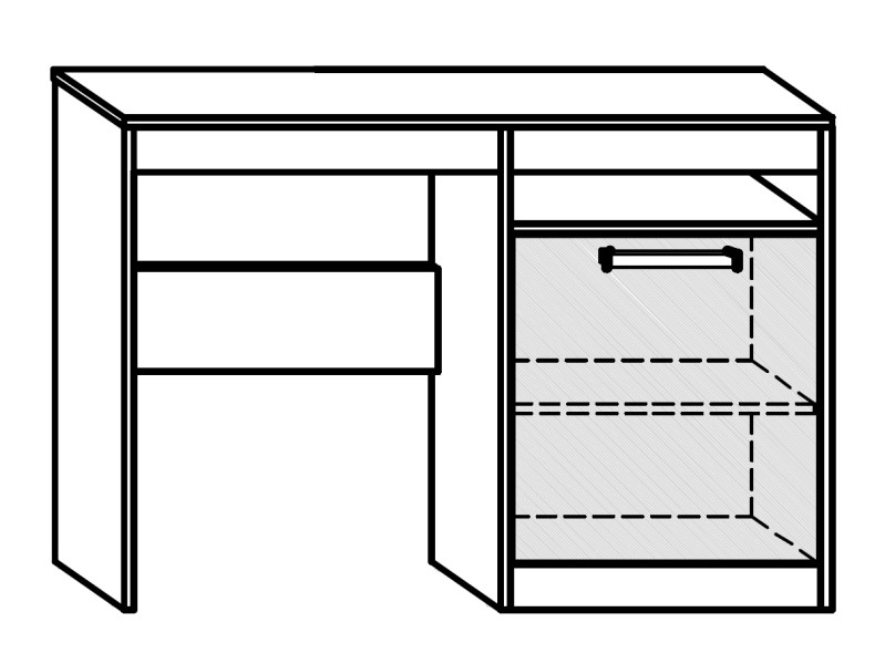 Psací stůl GATTON s dvířky, dub artisan/bílý lesk, 5 let záruka