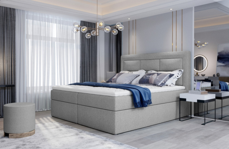 Boxspring KORBELA 07 180x200, světle šedá látka