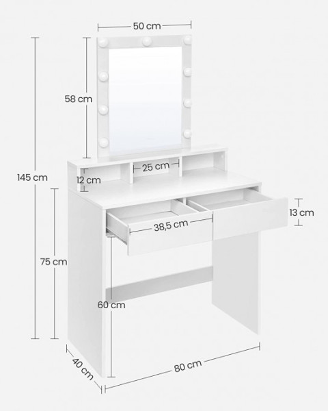 Toaletní stolek se zrcadlem RDT114W01