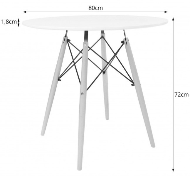 Kulatý stůl TODI 80 cm černý (černé nohy)