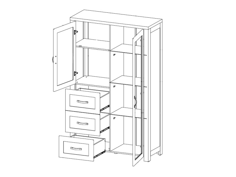 Vitrína WALLABIA 2D3S, dub lefkas