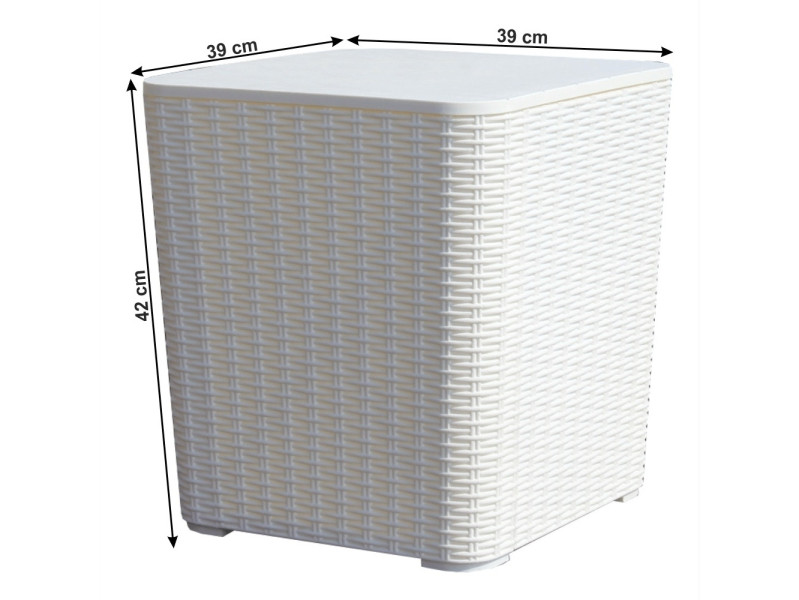 DANKA, zahradní úložný box/příruční stolek, bílá