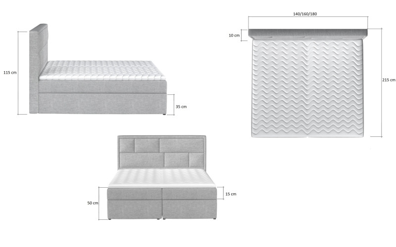 Boxspring BARBARIO 16 180x200, růžová látka