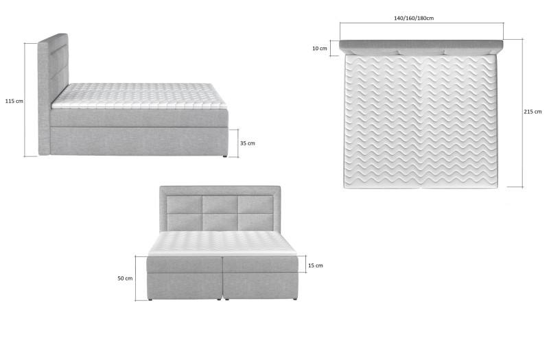 Boxspring KORBELA 23 160x200, bílá ekokůže