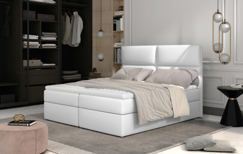 Boxspring PILANSI 07 160x200, bílá ekokůže