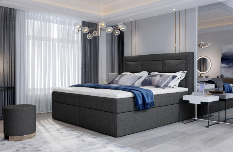 Boxspring KORBELA 08 140x200, tmavě šedá látka