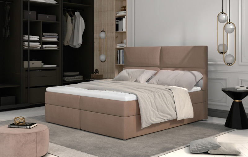 Boxspring PILANSI 09 140x200, světle hnědá látka